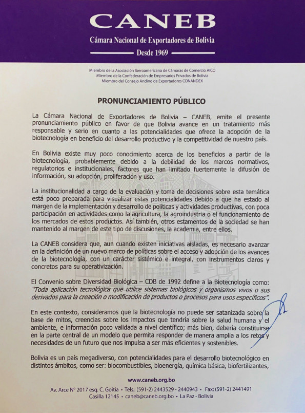 Pronunciamiento CANEB 