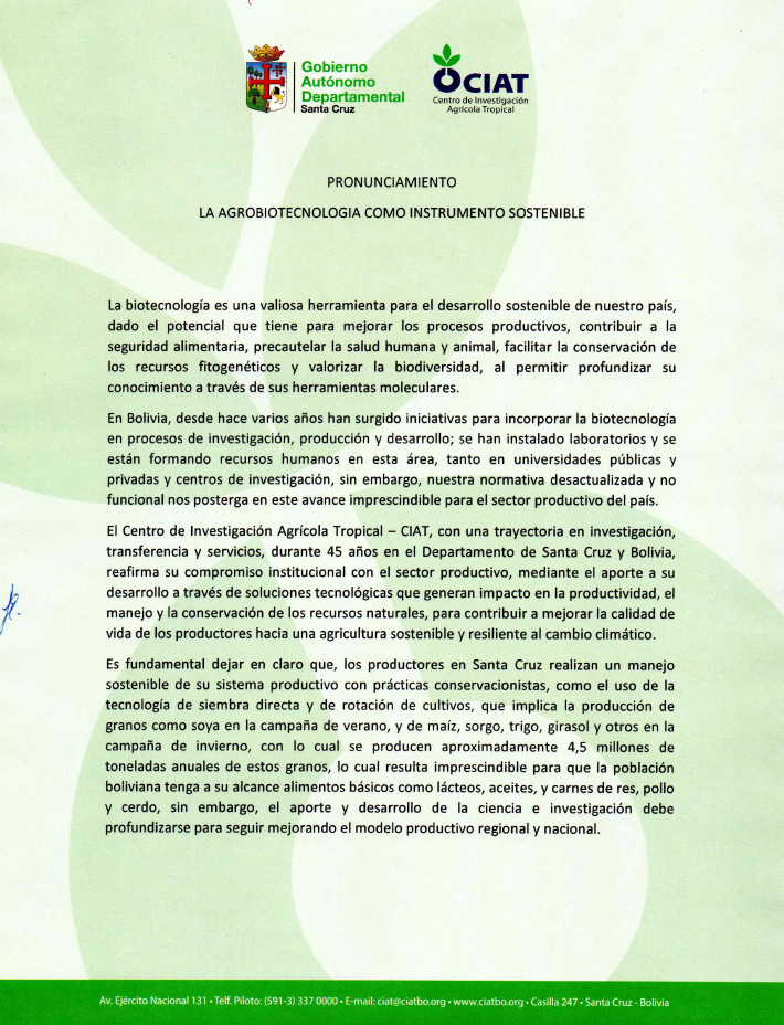 Pronunciamiento CIAT 