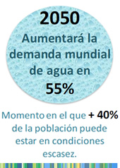 En el 2050 aumentará la demanda mundial de agua en 55%